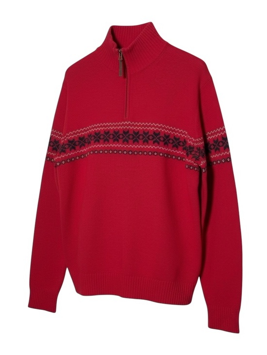 J. Crew Other - Vintage J. Crew Lambswool Fair Isle Quarter Zip Pullover in Red Size XL